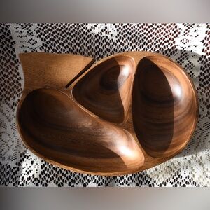 Vintage MCM Brown Wooden Party Bowl 🐳